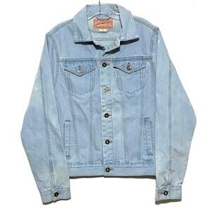 Brooklyn Cloth Jean Denim Jacket Button Front Flap Pockets Light Blue Mens S